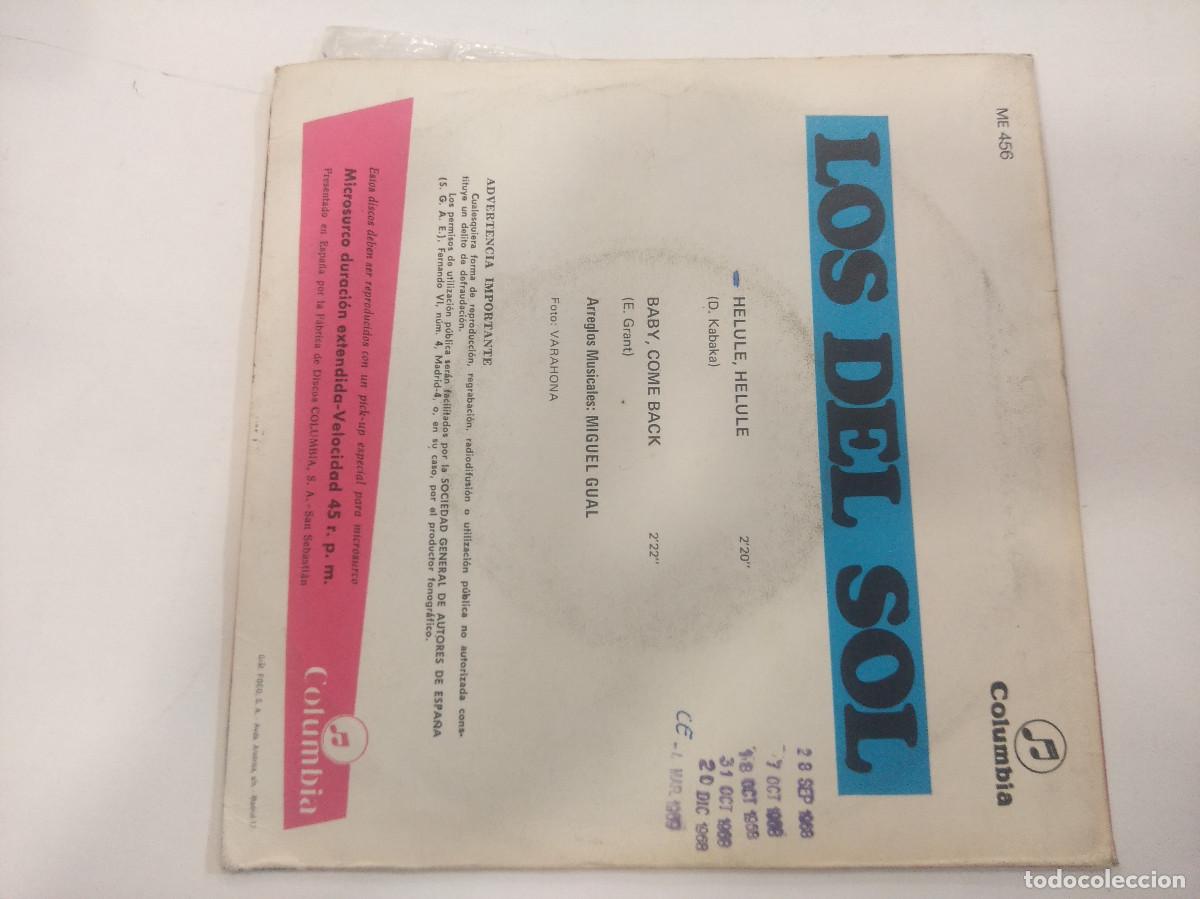 Discos de vinilo: LOS DEL SOL/HELULE,HELULE/SINGLE PROMOCIONAL. - Foto 3