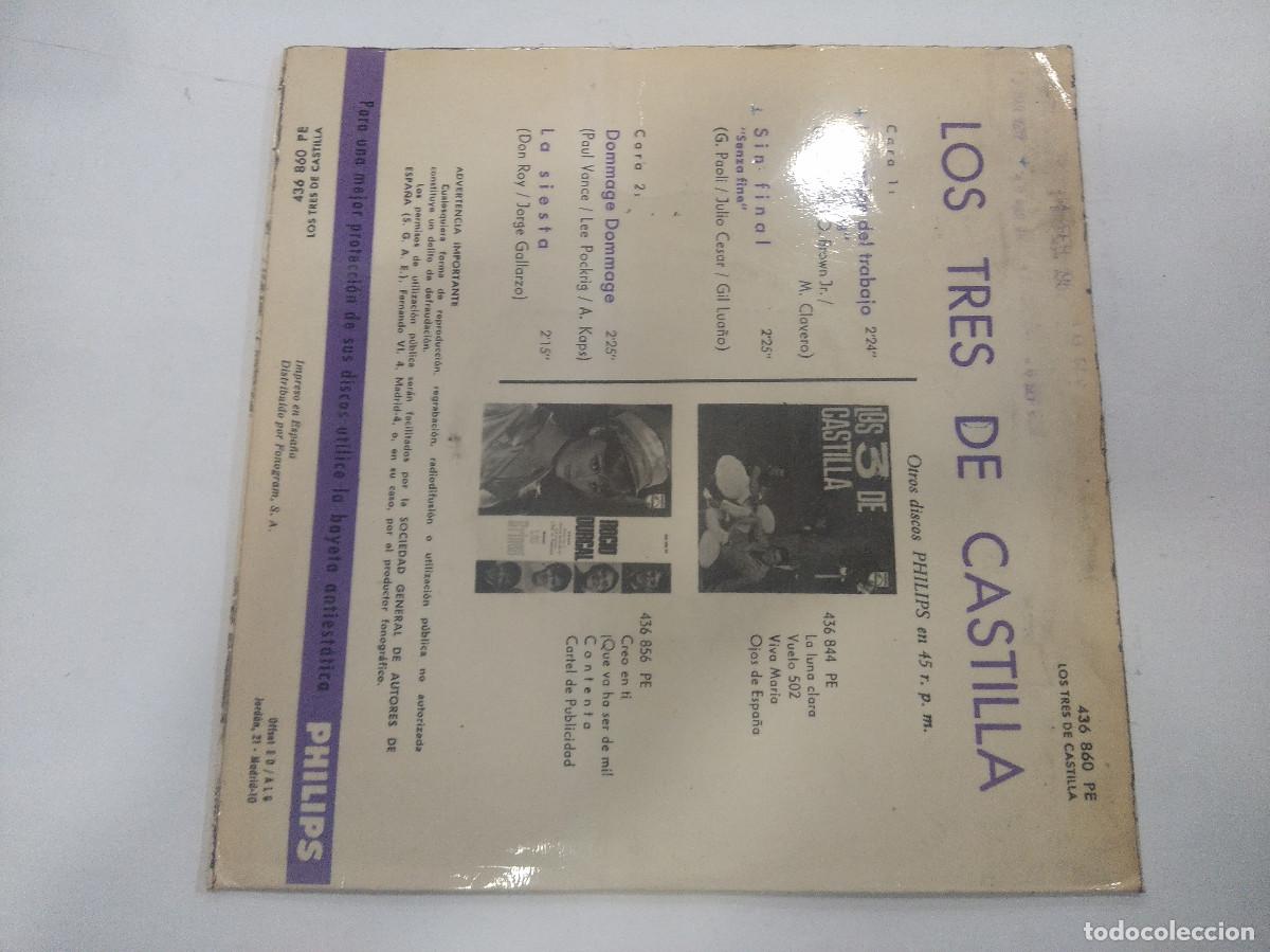Discos de vinilo: LOS 3 DE CASTILLA/LA CANCION DEL TRABAJO/SINGLE. - Foto 3
