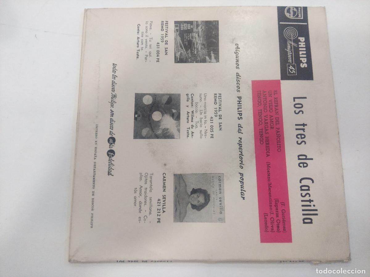 Discos de vinilo: LOS 3 DE CASTILLA/EL REFRAN DEL PA&Ntilde;OLITO/SINGLE. - Foto 3