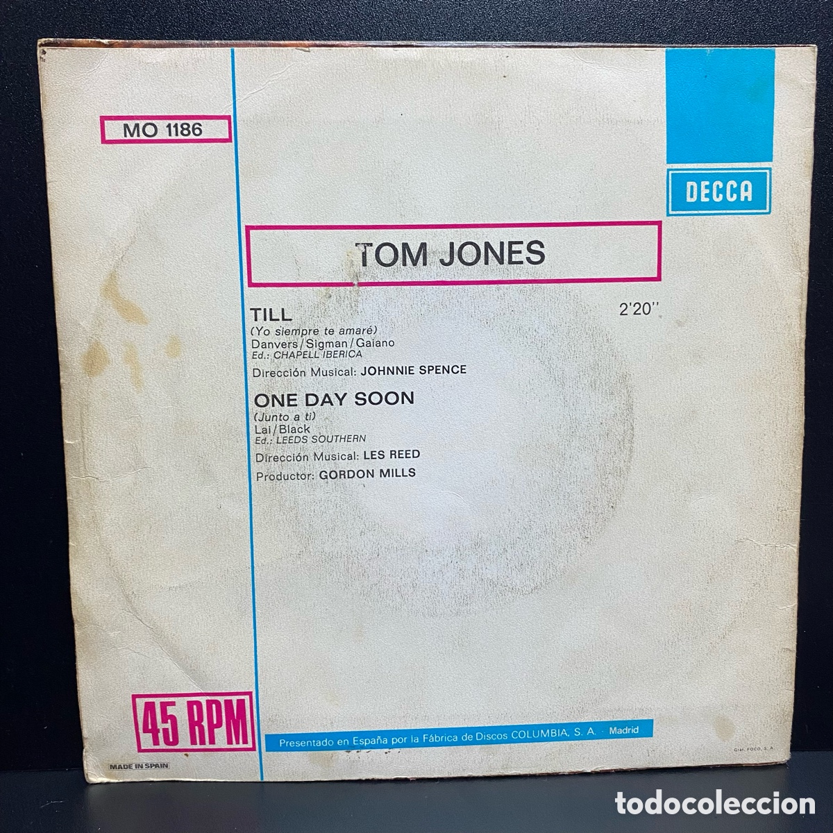 Discos de vinilo: Tom Jones - Till / One Day Soon (7&rdquo;, Single) - Foto 2