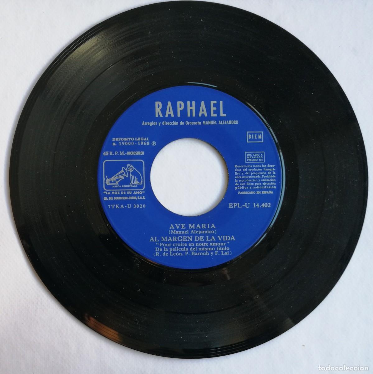 Discos de vinilo: Raphael, Ave Maria, La Voz De Su Amo EPLU 14.402 - Foto 3