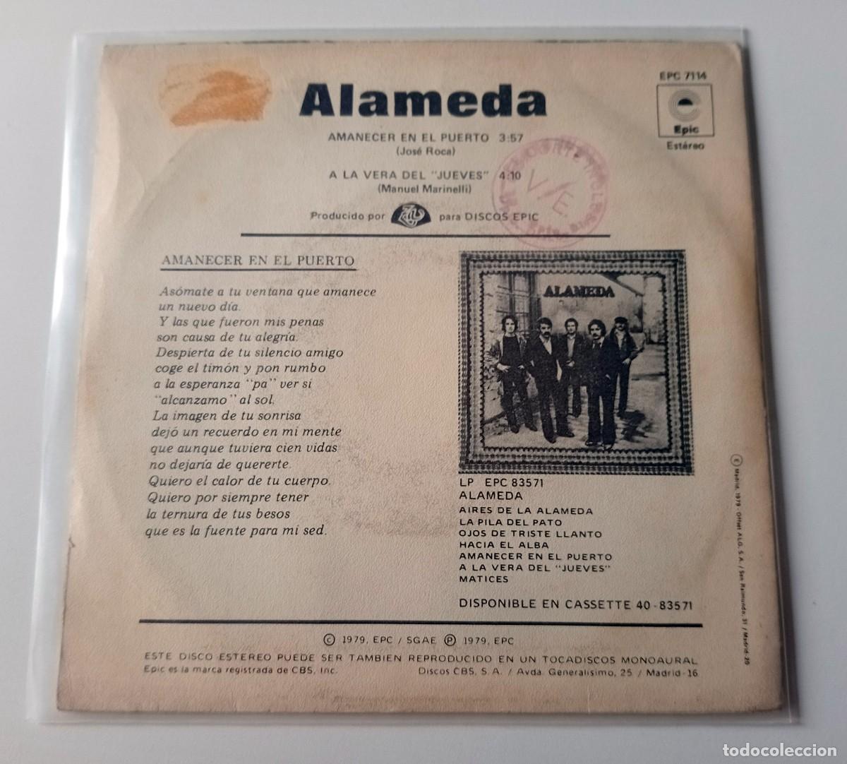 Discos de vinilo: SINGLE ALAMEDA - AMANECER EN EL PUERTO - Foto 2