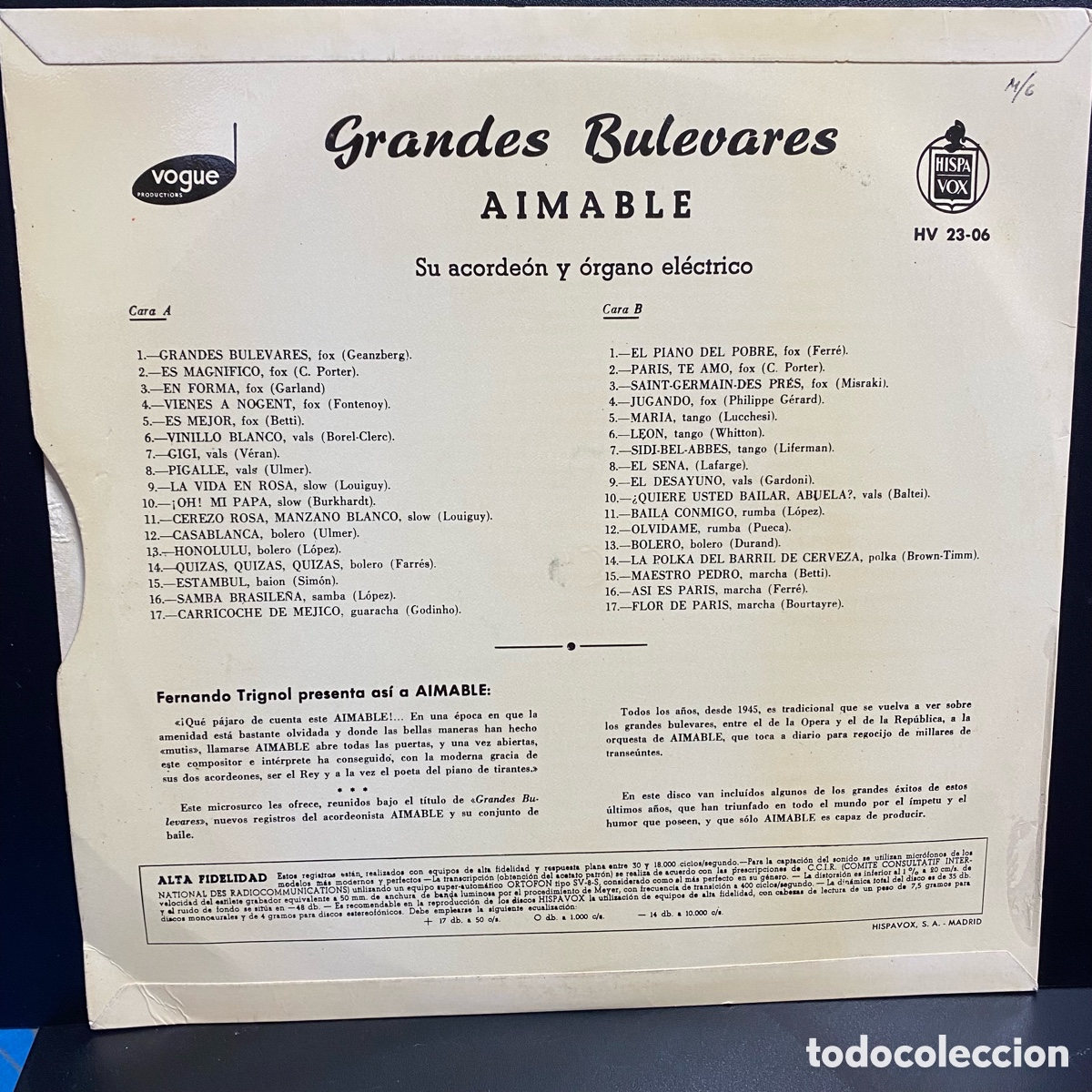 Discos de vinilo: Aimable - Grandes Bulevares (10&rdquo;, Album) - Foto 2