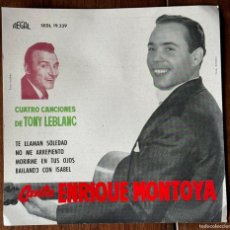Discos de vinilo: ENRIQUE MONTOYA , TONY LEBLANC . CARTON PROMOCIONAL DISCO EP . REGAL. PUBLICIDAD