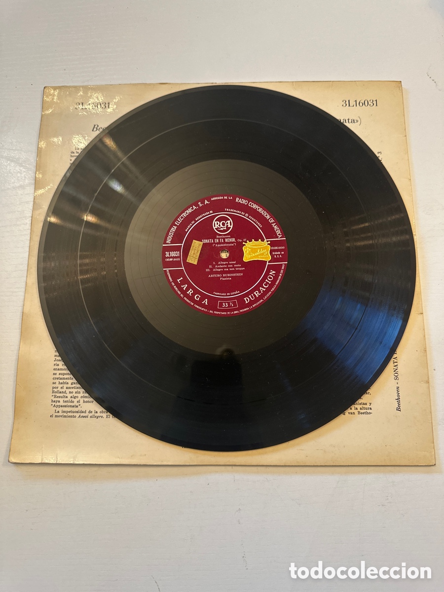Discos de vinilo: BEETHOVEN - APPASIONATA &hellip; SONATA &hellip; RUBINSTEIN ( Piano ) - Foto 4