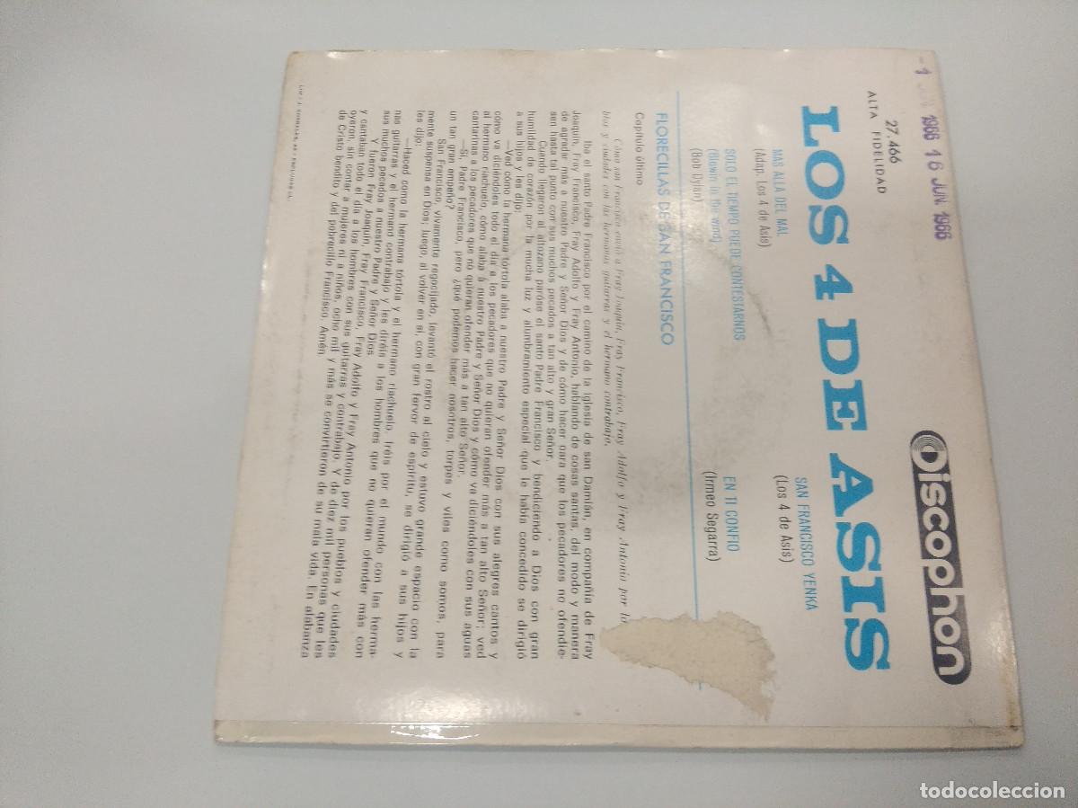 Discos de vinilo: LOS 4 DE ASIS/MAS ALLA DEL MAL/SINGLE. - Foto 3