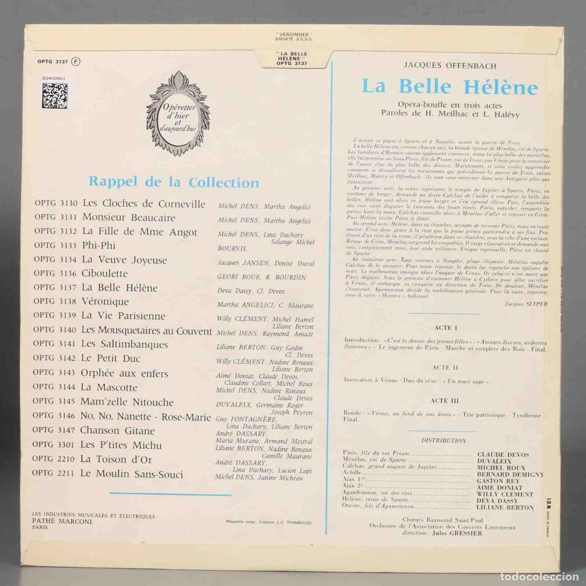Discos de vinilo: LP. Offenbach la belle helene by Deva Dassy Claude Devos - Foto 2