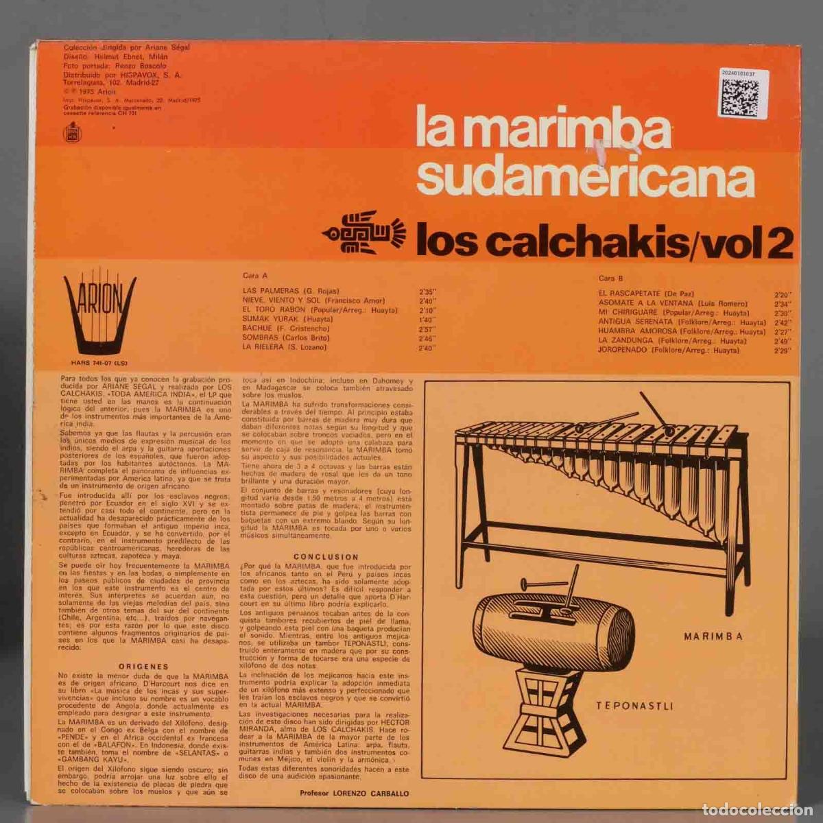 Discos de vinilo: LP. Los Calchakis &ndash; La Marimba Sudamericana Vol. 2 - Foto 2