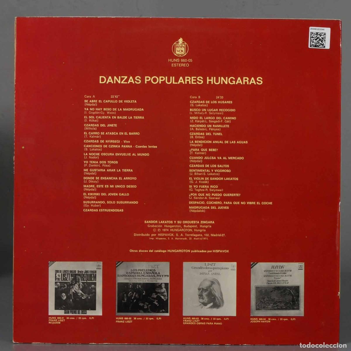 Discos de vinilo: LP. DANZAS POPULARES HUNGARAS - Foto 2