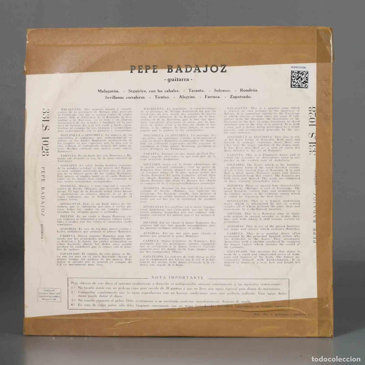 Discos de vinilo: LP. Pepe Badajoz &ndash; La Guitarra - Foto 2