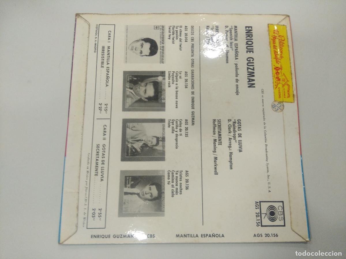 Discos de vinilo: ENRIQUE GUZMAN/MANTILLA ESPA&Ntilde;OLA/SINGLE. - Foto 3