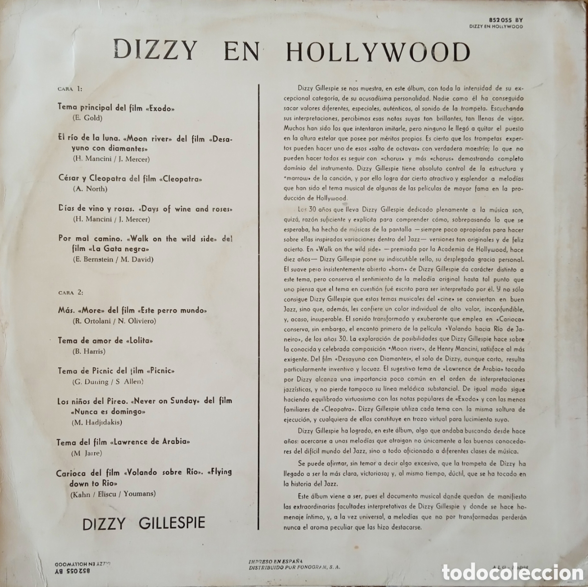 Discos de vinilo: Disco de vinilo Dizzy Gillespie - Foto 2