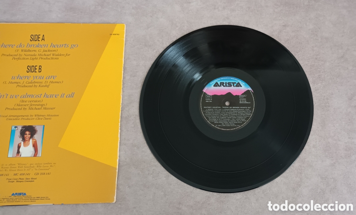 Discos de vinilo: Whitney Houston MAXI SINGLE Where do broken hearts go - Foto 2
