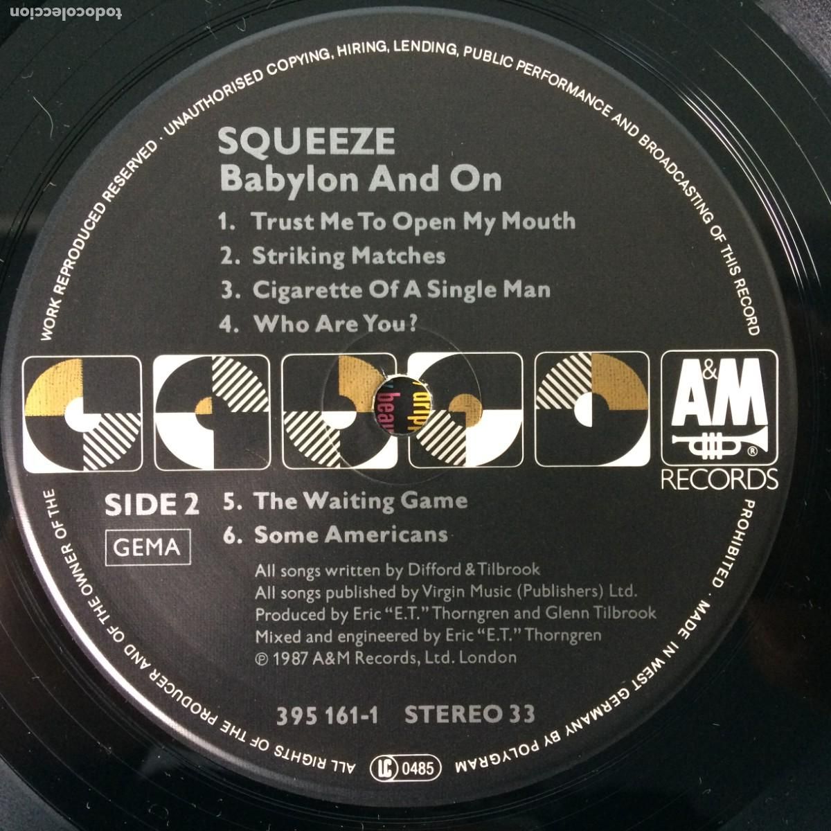 Discos de vinilo: Squeeze &lrm;&ndash; Babylon And On , Germany 1987 A&M Records - Foto 5