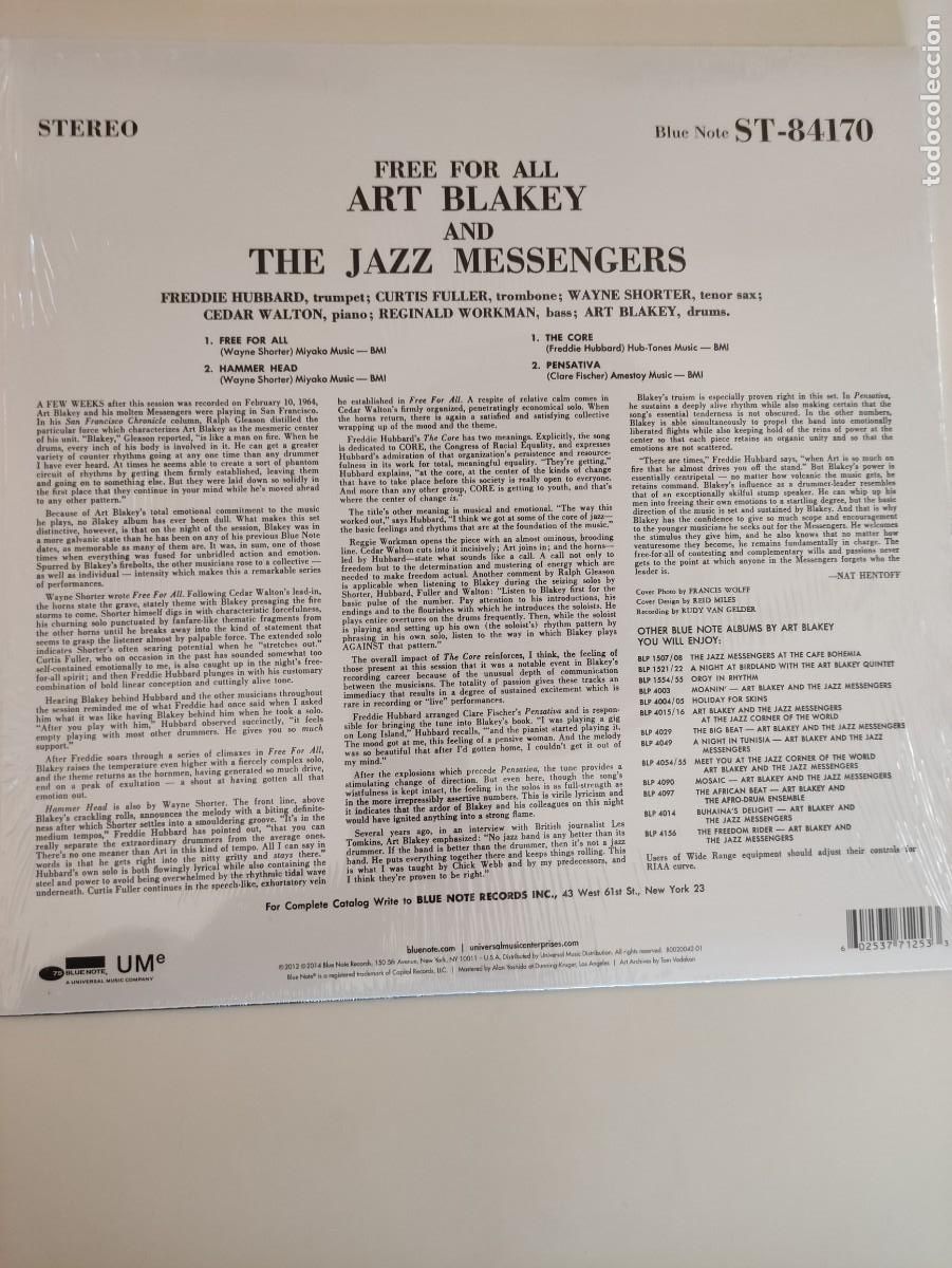 Discos de vinilo: Art Blakey. Free for all - Foto 2