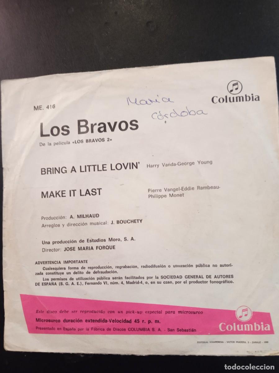 Discos de vinilo: LOS BRAVOS- BRING A LITTLE LOVIN&acute;. SINGLE - Foto 2