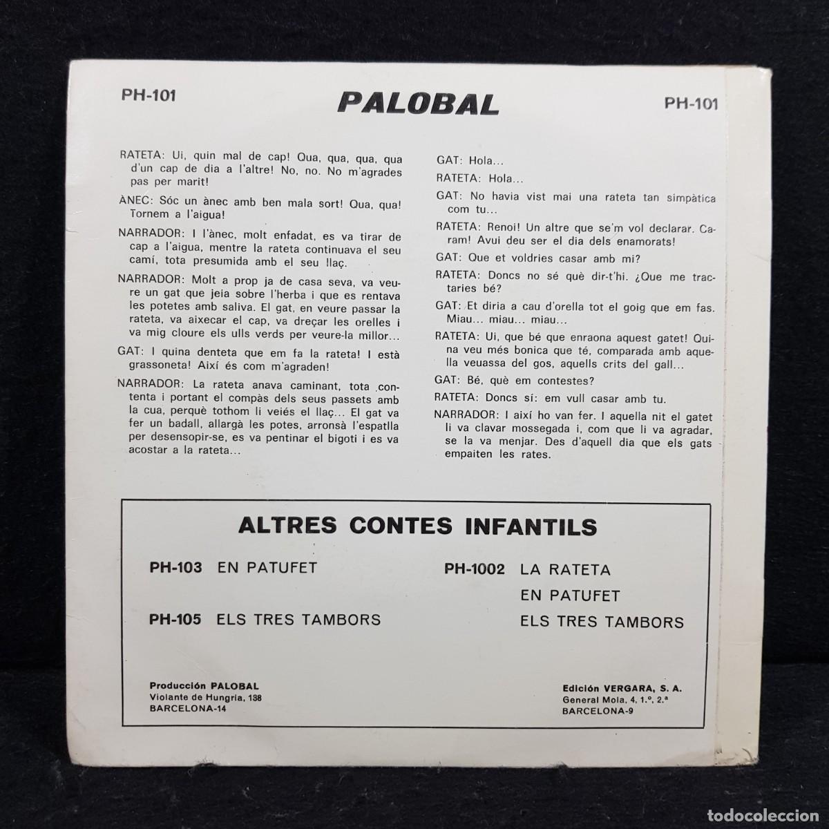 Discos de vinilo: LA RATETA - PALOBAL - PH-101 - DISCO DE VINILO - SINGLE / S-166 - Foto 2