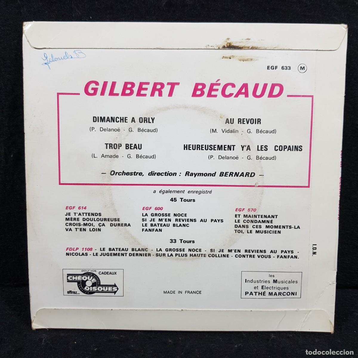 Discos de vinilo: GILBERT BECAUD - EGF 633 - DISCO DE VINILO - SINGLE / S-194 - Foto 3