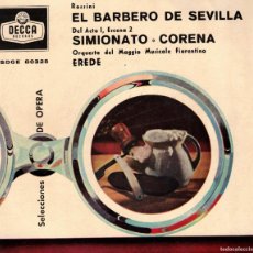 Discos de vinilo: ROSSINI - EL BARBERO DE SEVILLA - SINGLE 7 PULGADAS - SELECCIONES DE ÓPERA - DECCA