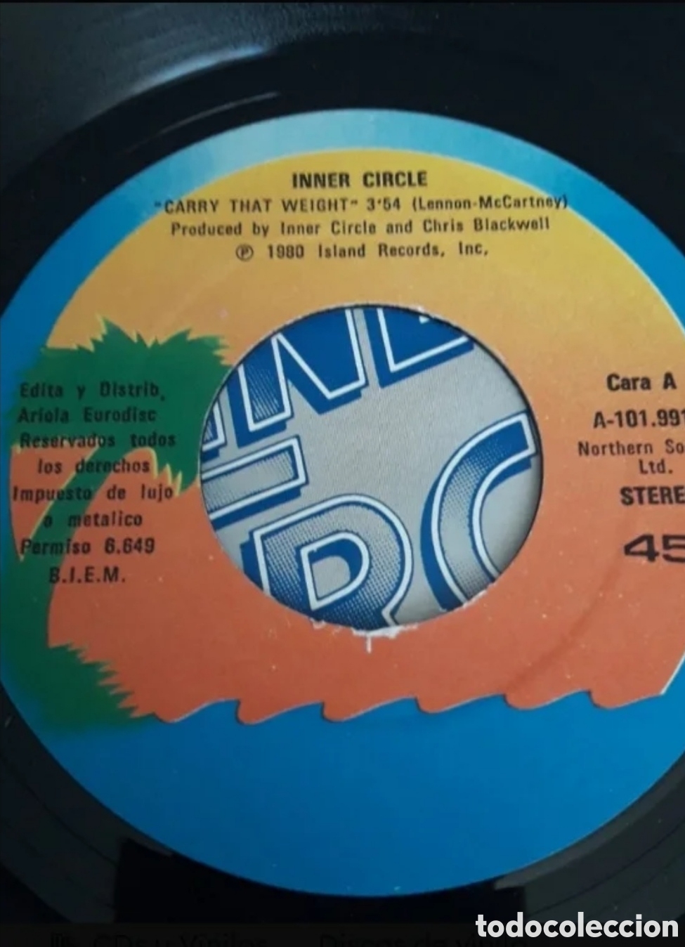 Discos de vinilo: Single Inner Circle. Carry That Weight - Foto 2