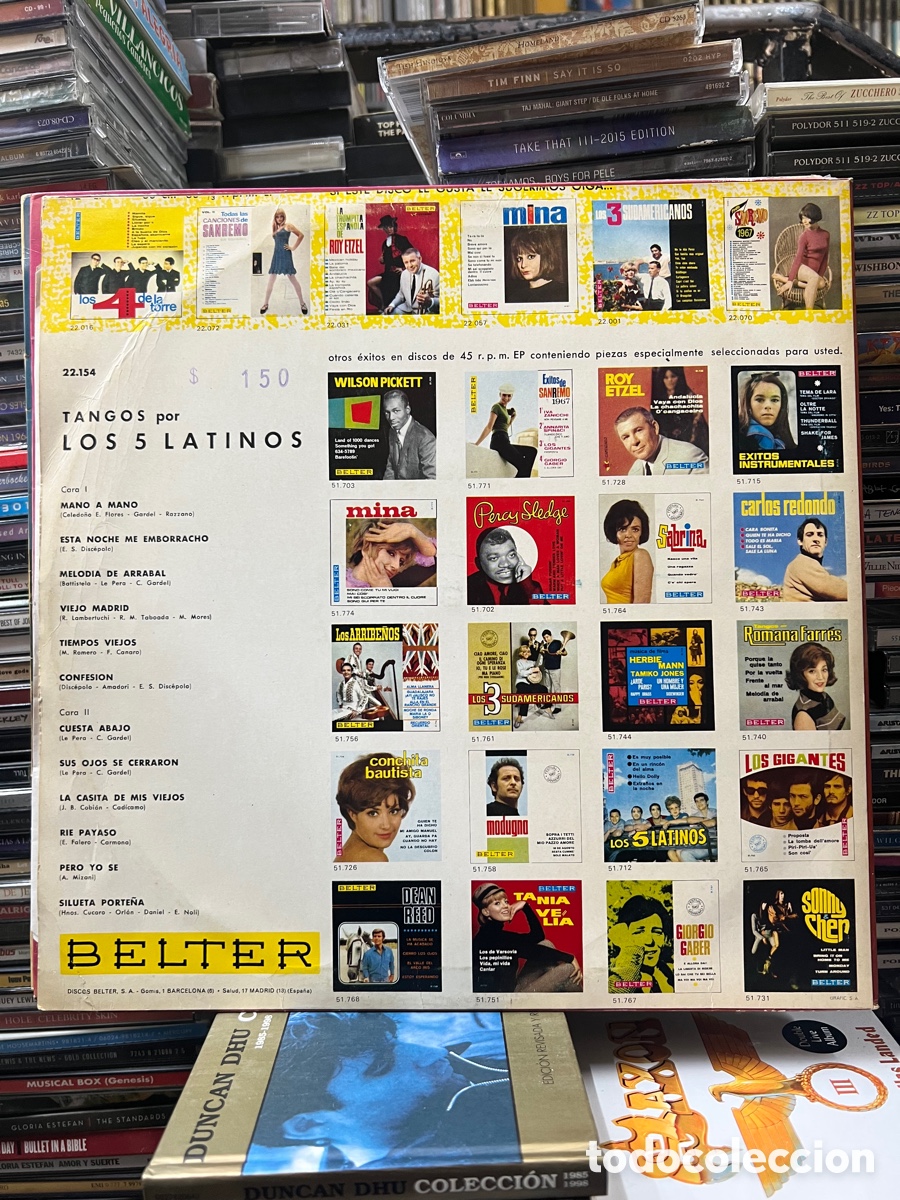Discos de vinilo: Tangos Los cinco latinos - Foto 2