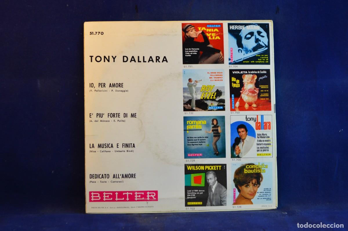 Discos de vinilo: TONY DALLARA - IO PER AMORE - + 3 EP - Foto 2
