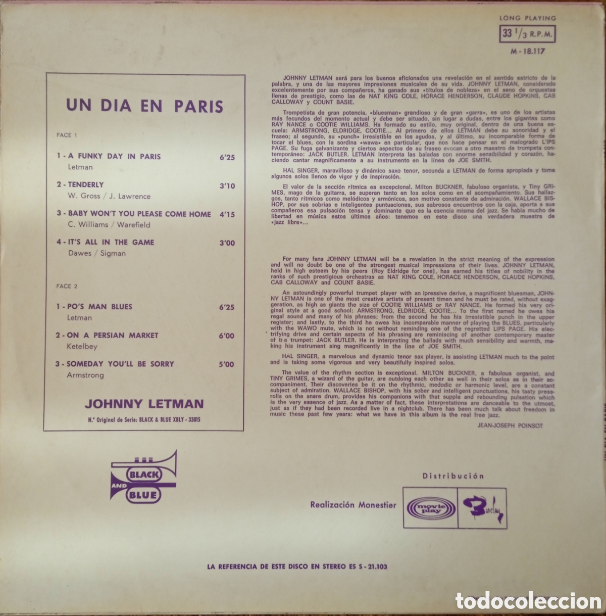 Discos de vinilo: Disco de vinilo Johnny Letman - Foto 2