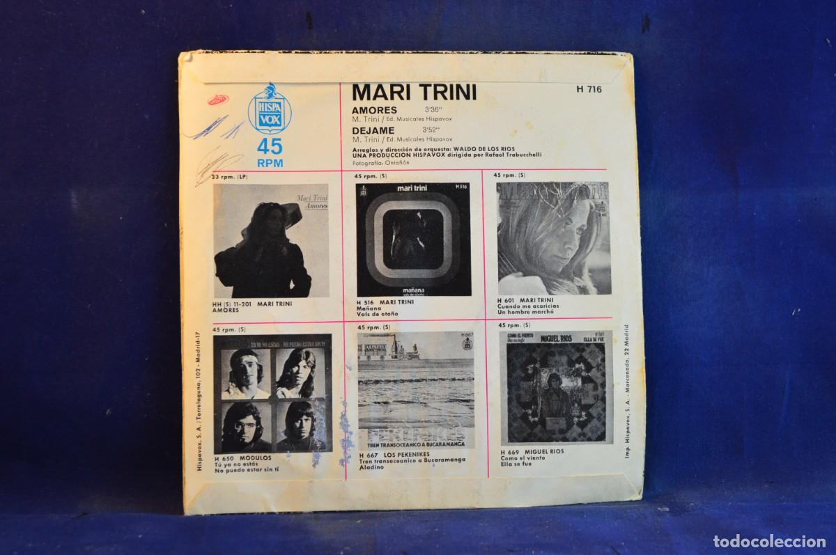 Discos de vinilo: MARI TRINI - AMORES - DEJAME - SINGLE - Foto 2