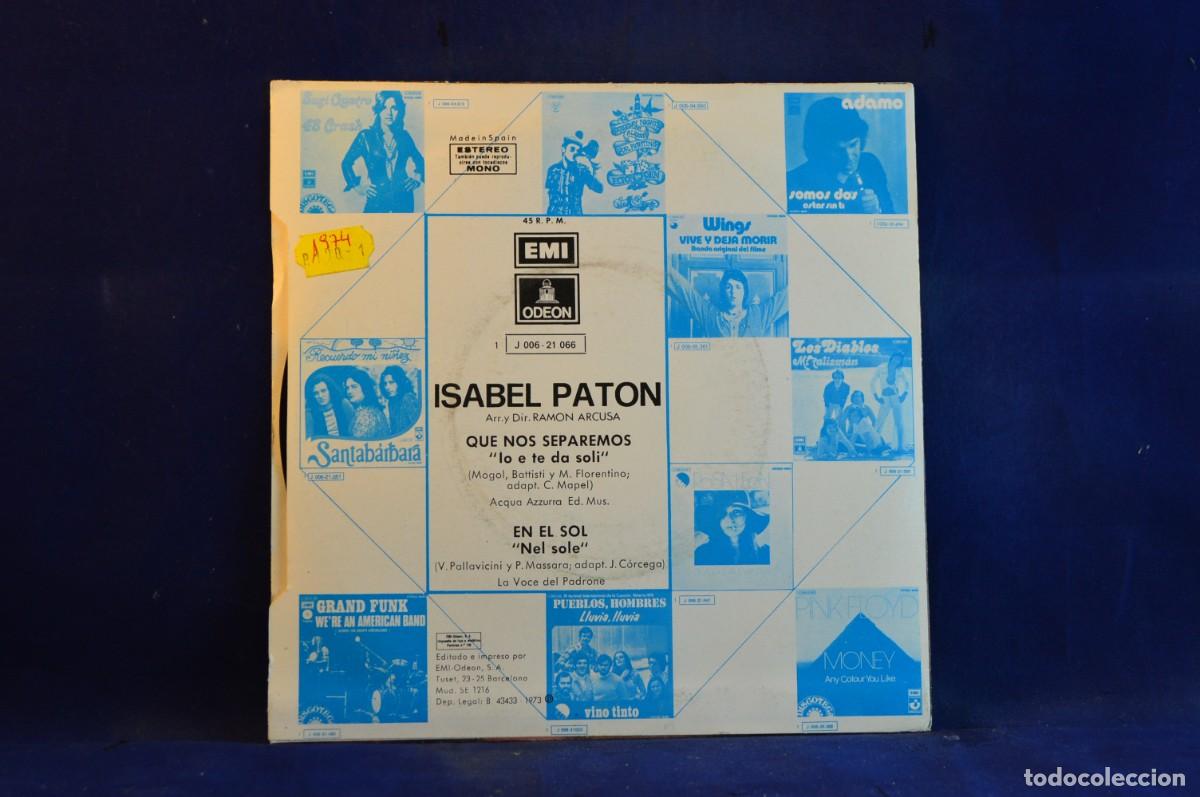Discos de vinilo: ISABEL PANTON - QUE NOS SEPAREMOS - EN EL SOL - SINGLE - Foto 2