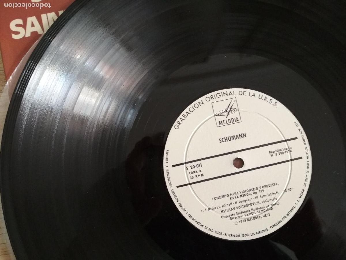 Discos de vinilo: Schumann, Saint-Sa&euml;ns- Mstislav Rostropovich - Foto 2