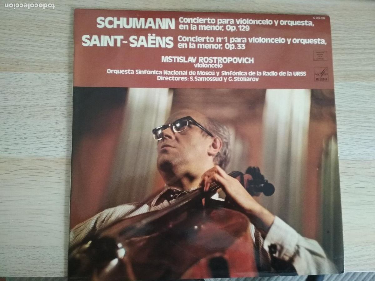 Discos de vinilo: Schumann, Saint-Sa&euml;ns- Mstislav Rostropovich - Foto 4