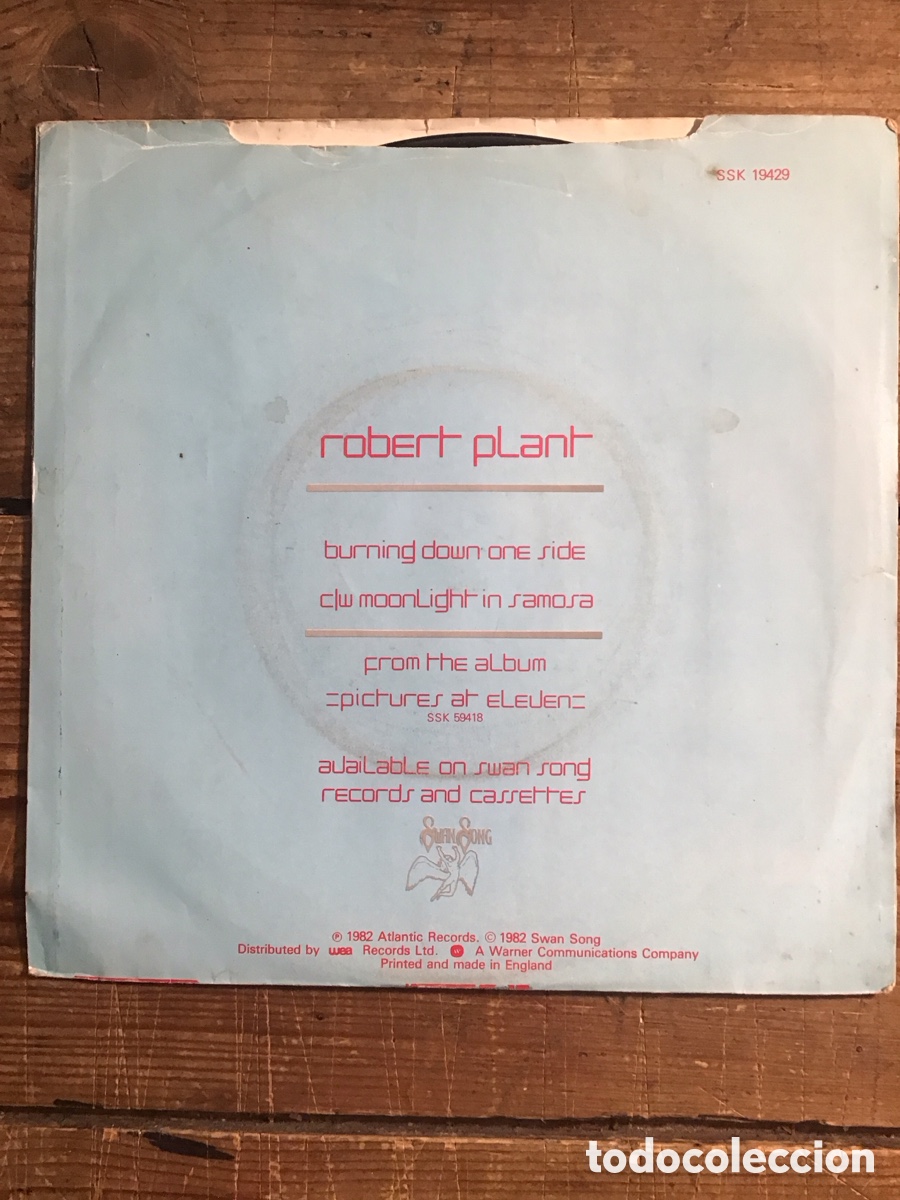 Discos de vinilo: Robert Plant Burning Down One Side c/w Moonlight In Samosa - Foto 2