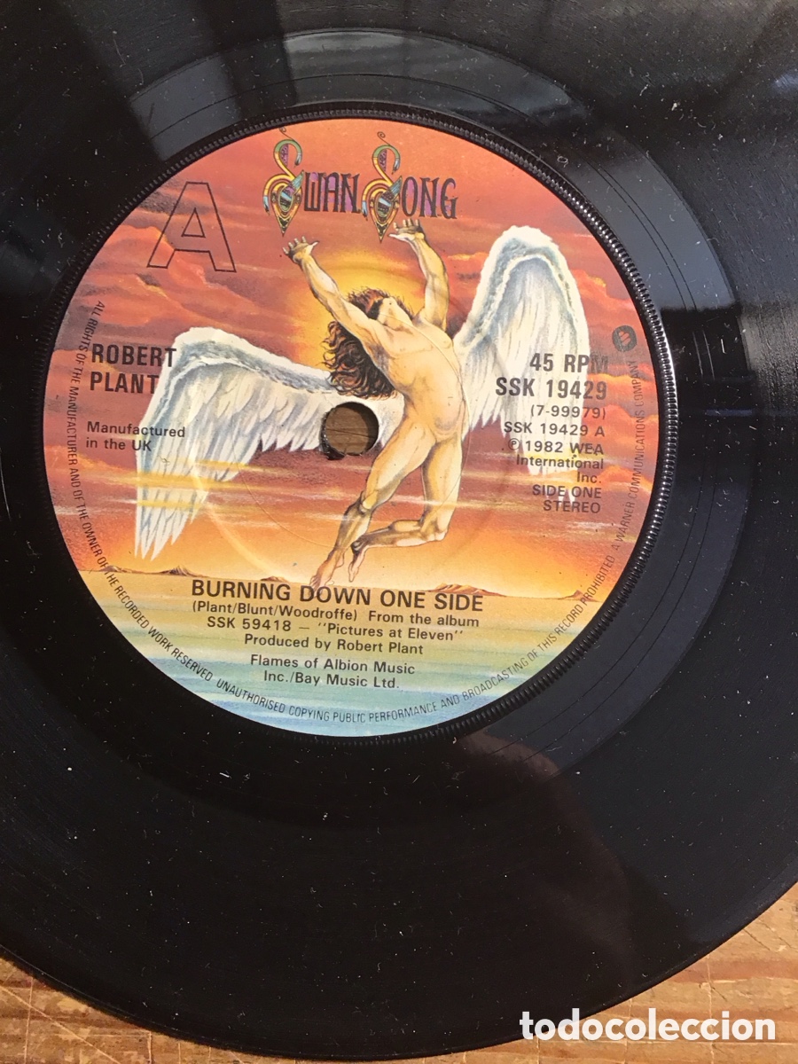 Discos de vinilo: Robert Plant Burning Down One Side c/w Moonlight In Samosa - Foto 3
