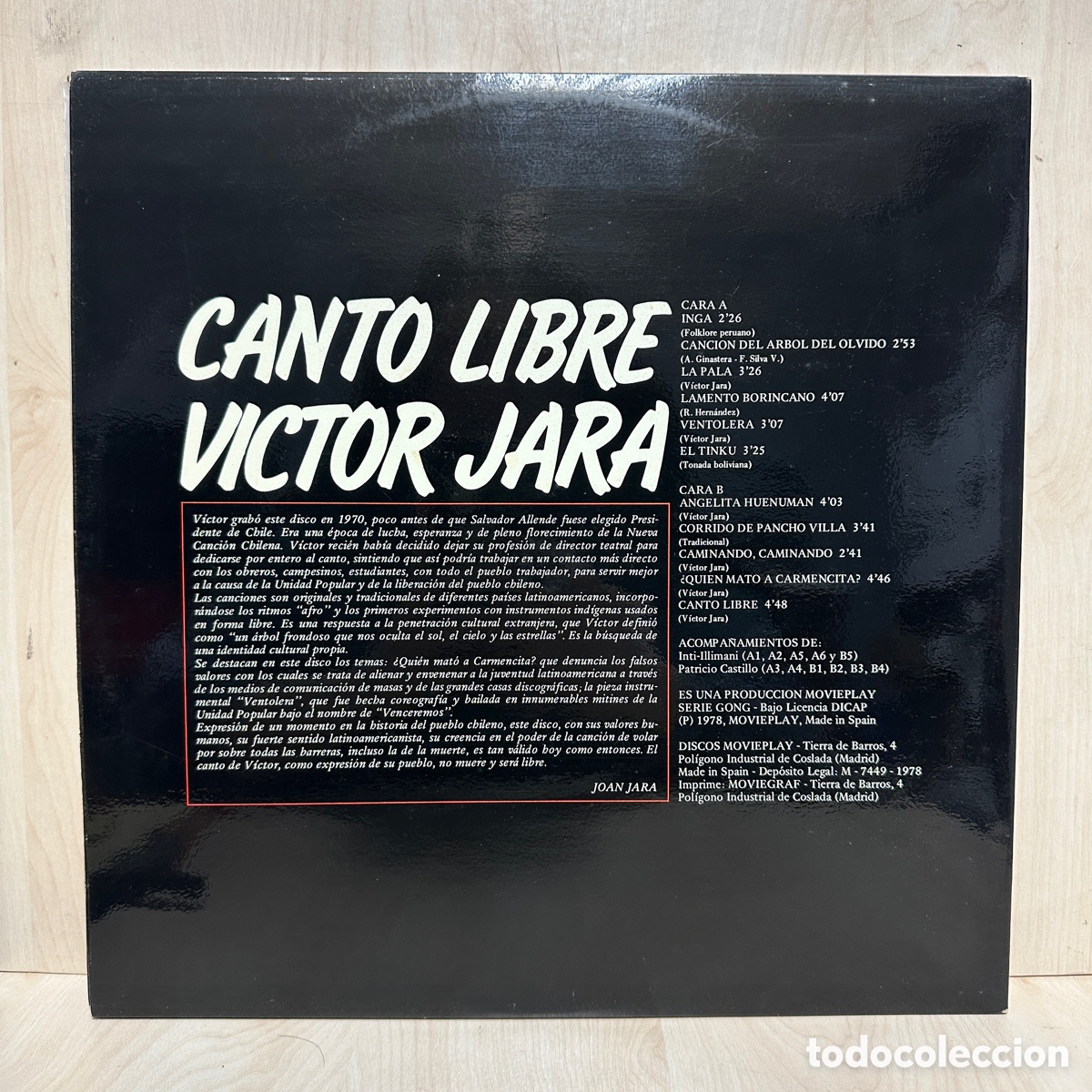 Discos de vinilo: Victor Jara - Canto Libre (LP, Album) - Foto 2