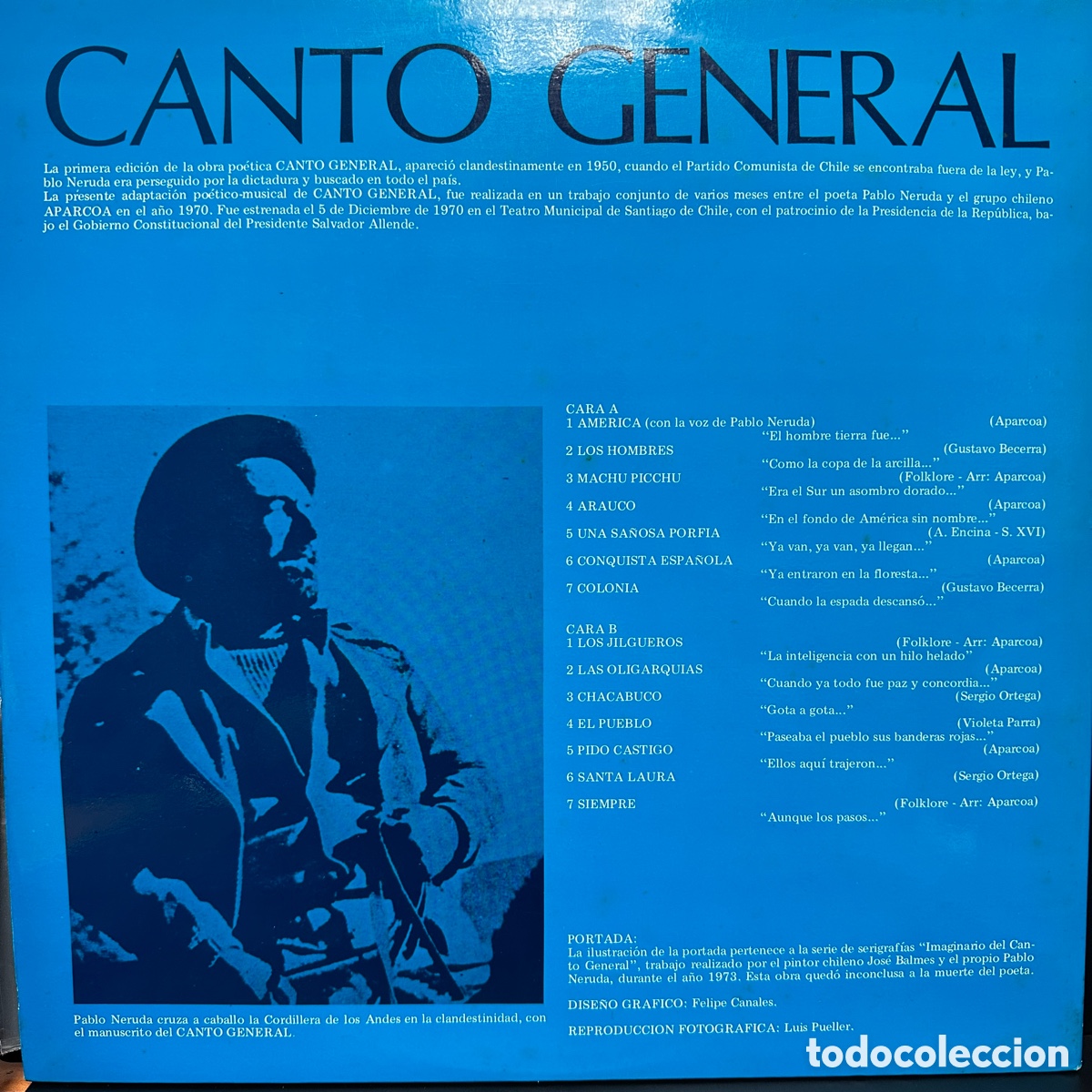 Discos de vinilo: Pablo Neruda / Aparcoa / Mares Gonzalez - Canto General (LP) - Foto 2