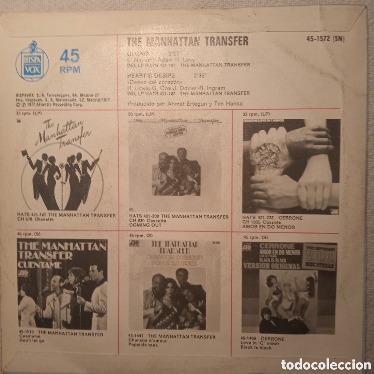 Discos de vinilo: Manhattan transfer, gloria+1,1977,vg+ - Foto 2