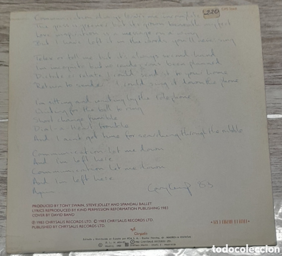 Discos de vinilo: SPANDAU BALLET - COMMUNICATION - RCA 1983 - Foto 2