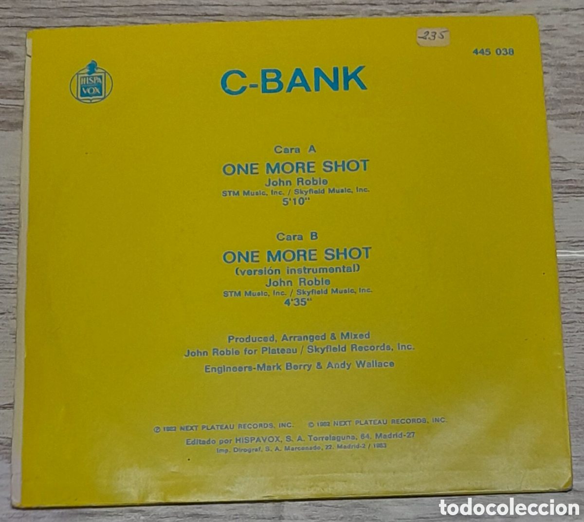 Discos de vinilo: C-BANK - ONE MORE SHOT - HISPAVOX 1983 - Foto 2