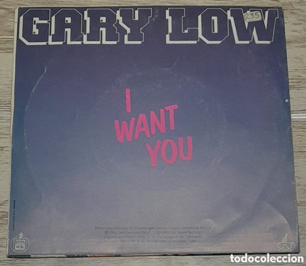 Discos de vinilo: GARY LOW - I WANT YOU - HISPAVOX 1983 - Foto 2