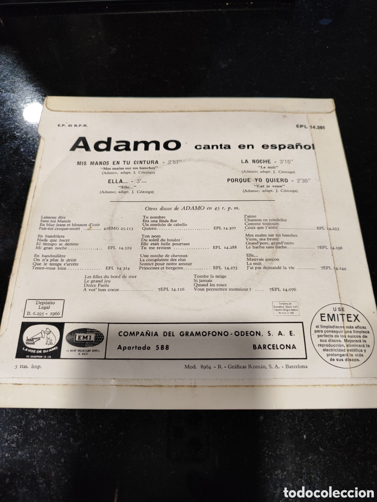 Discos de vinilo: Single Adamo canta en espa&ntilde;ol - Foto 2