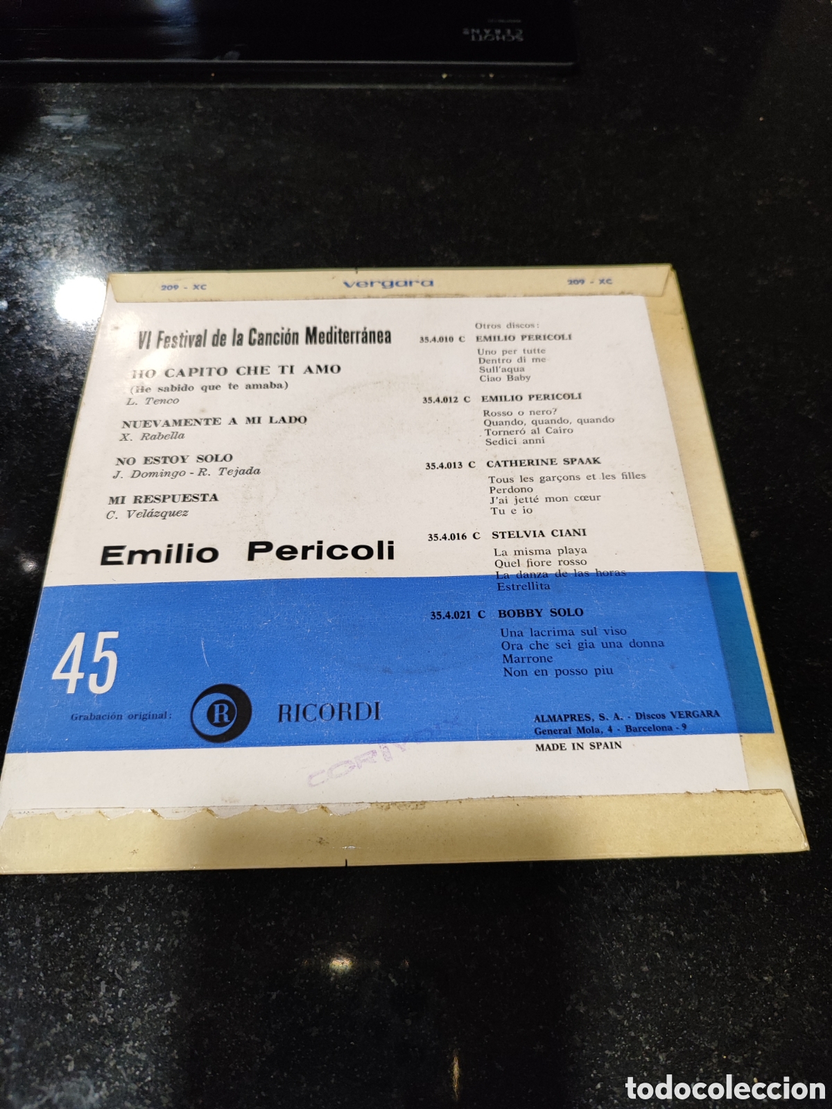 Discos de vinilo: Single Emilio Pericoli - Foto 2