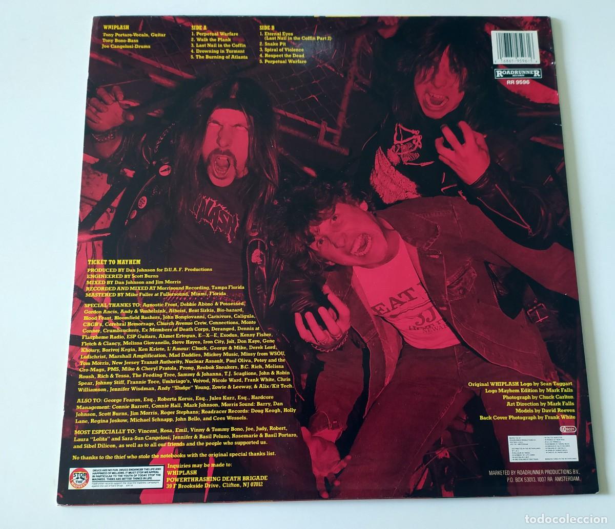 Discos de vinilo: LP WHIPLASH - TICKET TO MAYHEM - Foto 2
