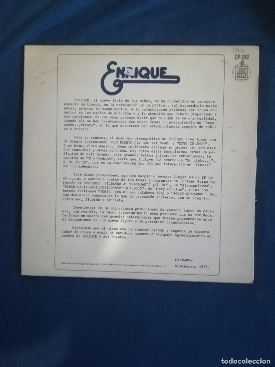 Discos de vinilo: Disco vinilo Enrique Hispavox 1977 - Foto 2