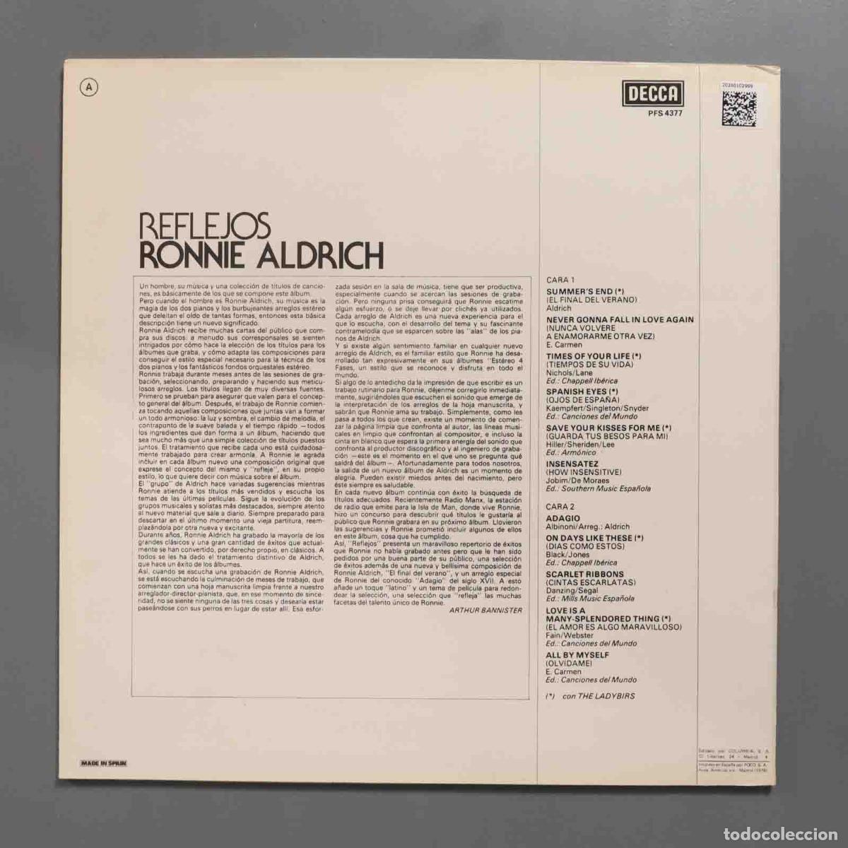 Discos de vinilo: LP. Ronnie Aldrich &ndash; Reflejos - Foto 2