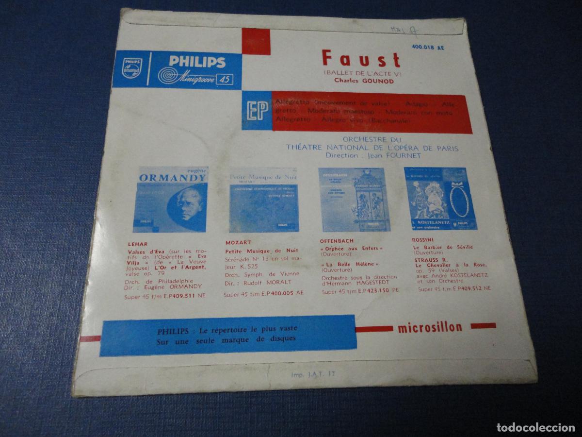 Discos de vinilo: Ballet de Faust (Charles Gounod). Single. Edici&oacute;n francesa - Foto 2