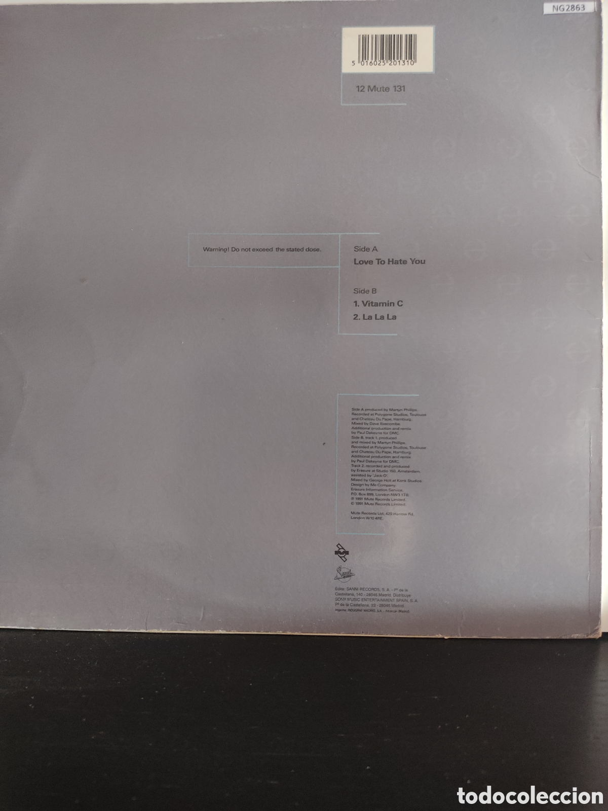 Discos de vinilo: Erasure &lrm;&ndash; Love To Hate You - Foto 2