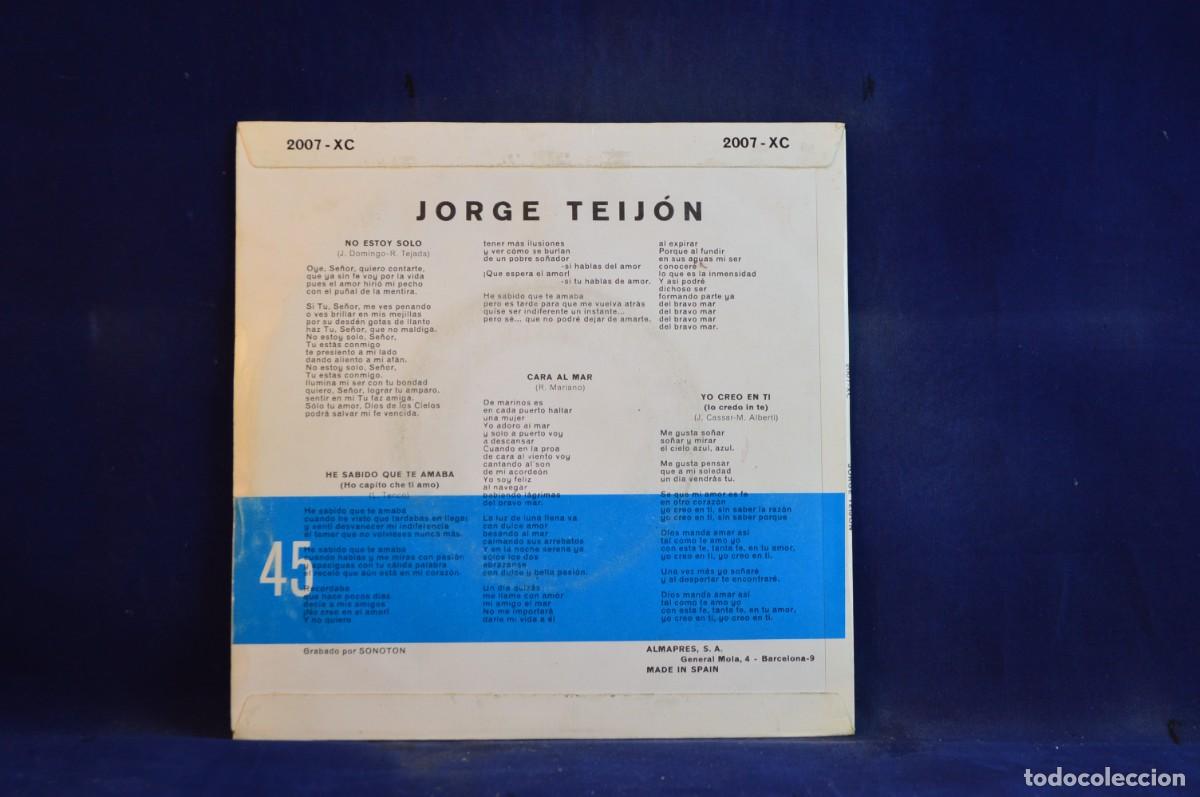 Discos de vinilo: JORGE TEIJON - NO ESTOI SOLO - + 3 EP - Foto 2