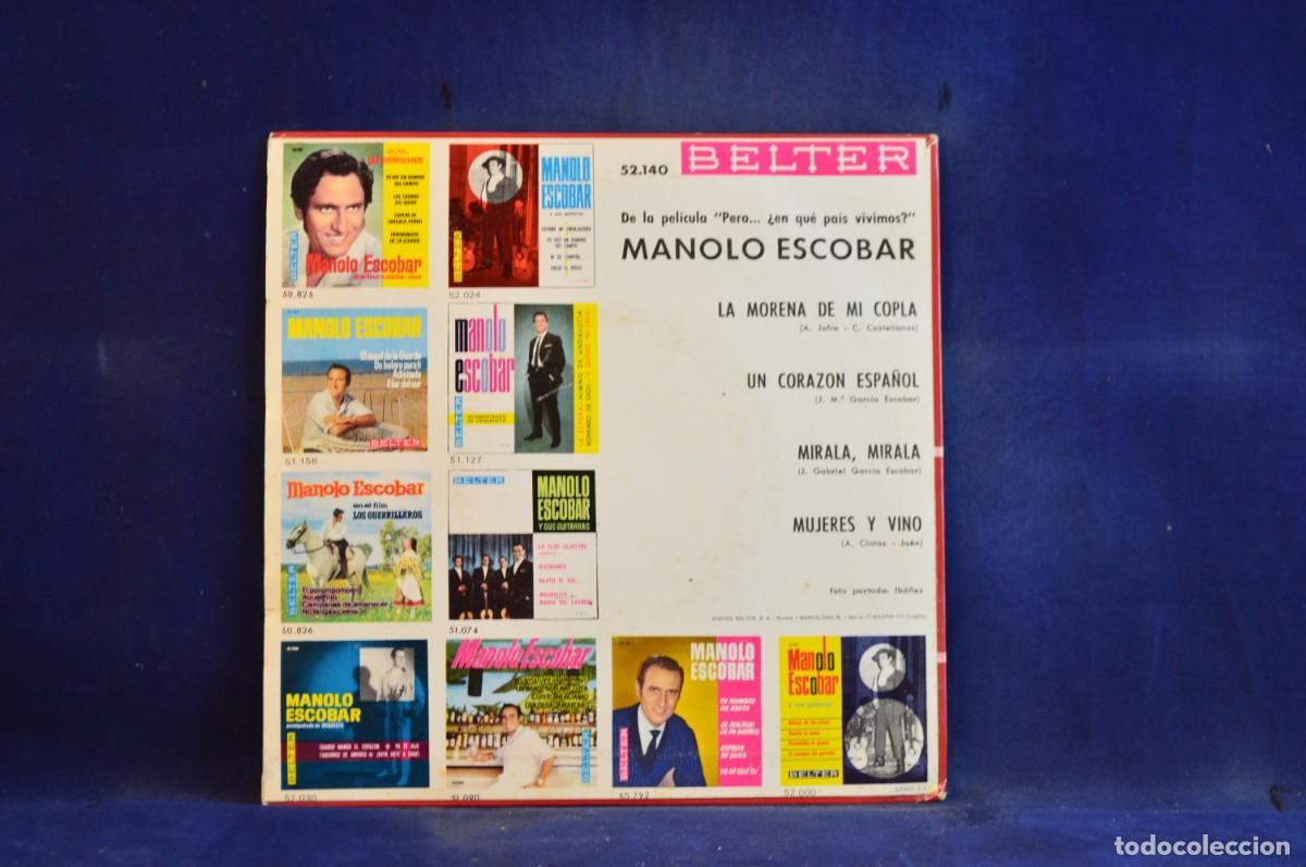 Discos de vinilo: MANOLO ESCOBAR - LA MORENA DE MI COPLA - + 3 EP - Foto 2