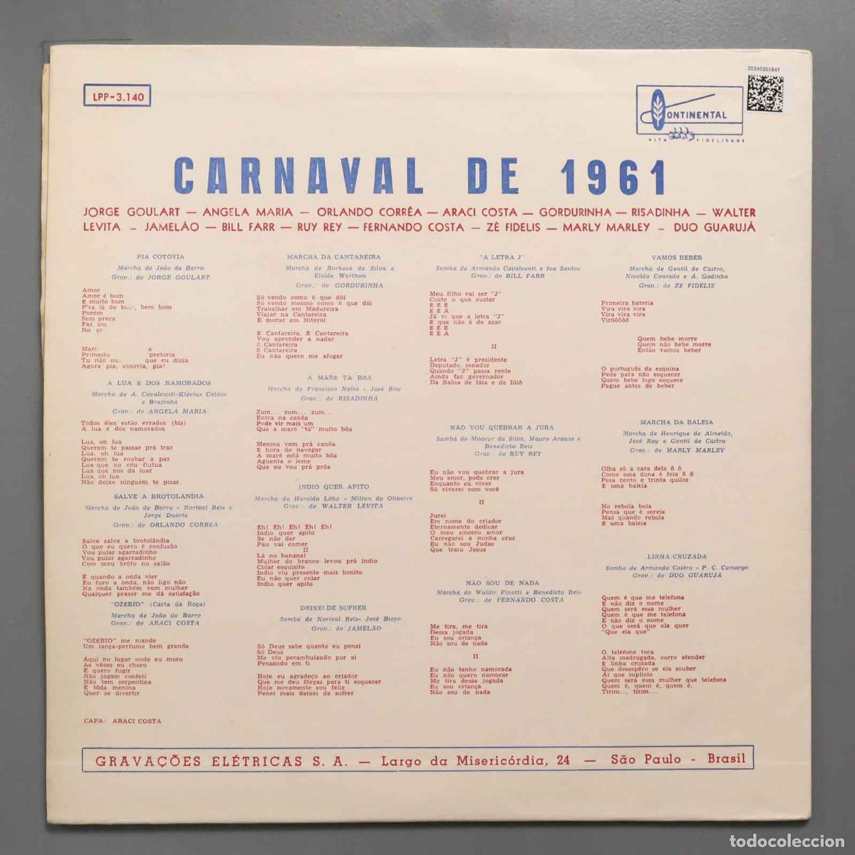Discos de vinilo: LP. Various &ndash; Carnaval De 1961 - Foto 2