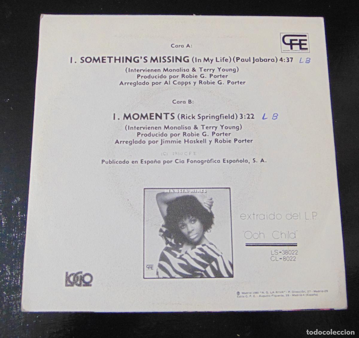 Discos de vinilo: MARCIA HINES - SOMETHINGS MISSING - SINGLE LOGO 1980 - Foto 3